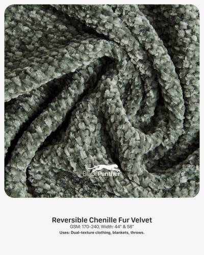 Reversible Chenille Fur Velvet 170-240 GSM | 44” & 58” Width | Dual-Texture Clothing & Throws  📝 Description (1000 characters, SEO-based): in Surat